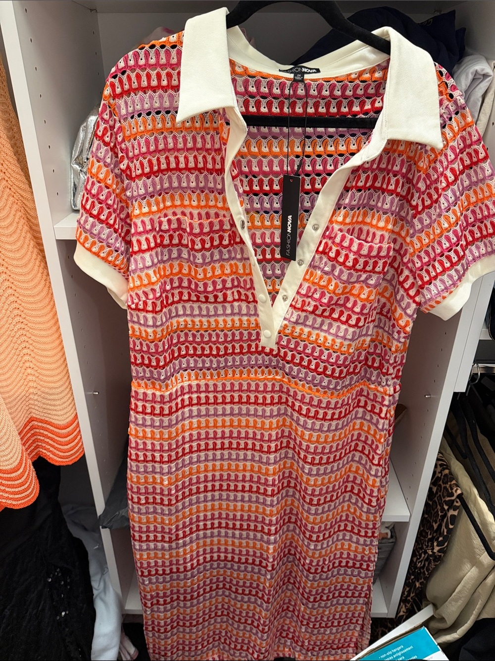 🌺 Fashion Nova Rachel Collared Maxi — Pink/Red/Orange
2X | NWT